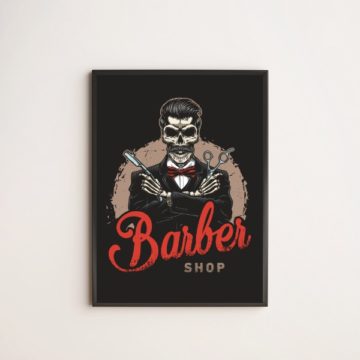 Quadro Decorativo Skull Barber Shop