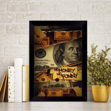 Quadro decorativo nota de dollar no funny no money