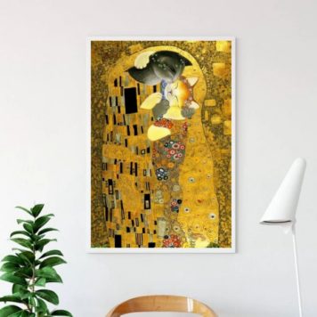 Quadro Paródia O Beijo GUSTAV KLINT Gatinhos