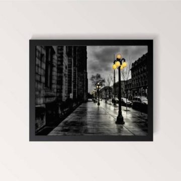Quadrofotografia Cidade Com Poste Iluminado