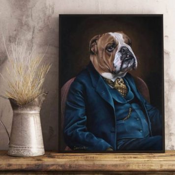 Quadro Decorativo Bulldog De Terno