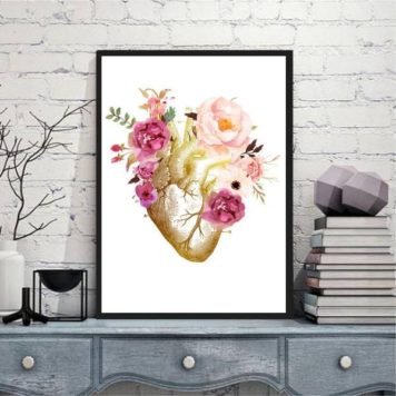 Quadro Decorativo Coração Florido
