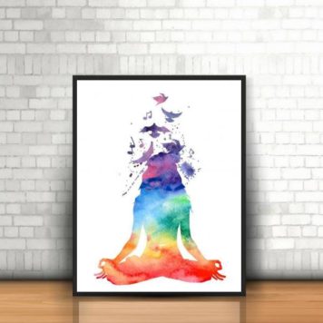 Quadro Decorativo Yoga Aquarela