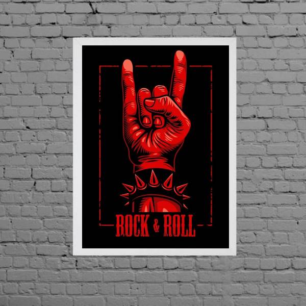 Quadro Símbolo Mão Do Rock Roll