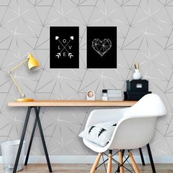 Kit 2 Placas Decorativas Love Geométrico
