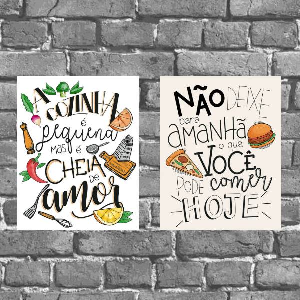 Kit 2 Placas Decorativas Frase Cozinha