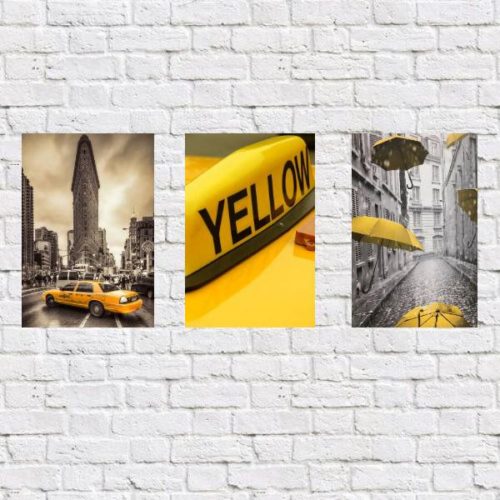 kit 3 placas new york amarelo