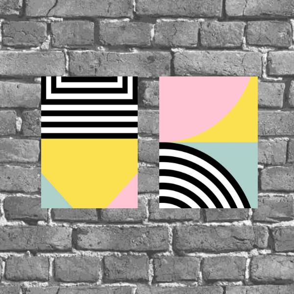 Kit 2 Placas Decorativas Abstratas Listras