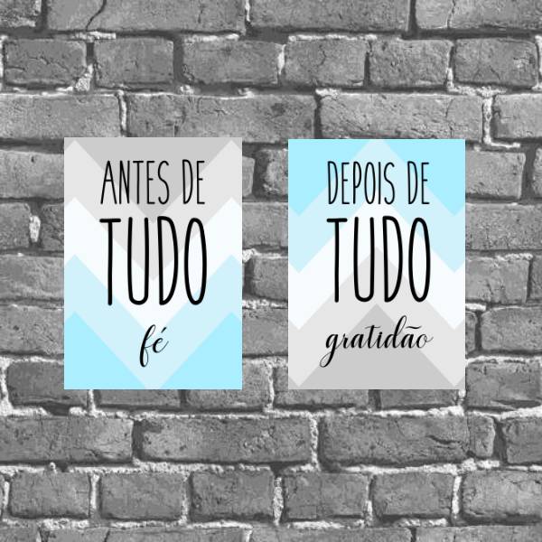 Kit 2 Placas Decorativas Fé e Gratidão Azul