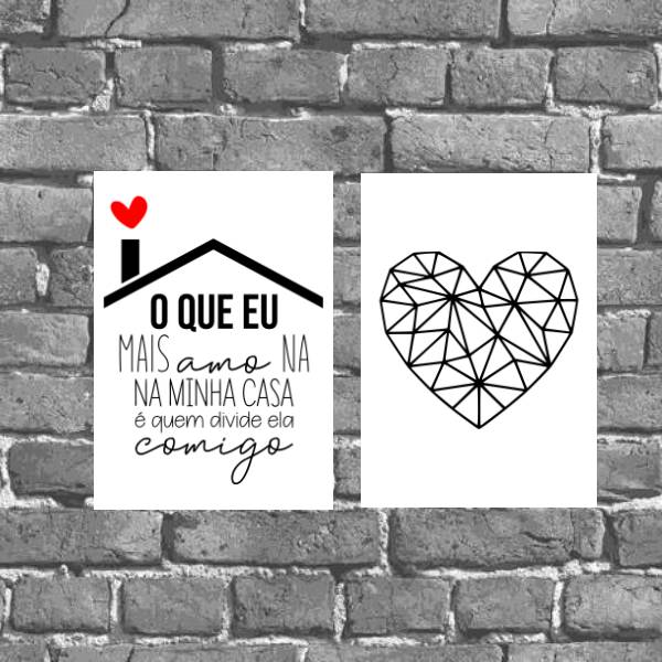 Kit 2 Placas Decorativas Amo Minha Casa