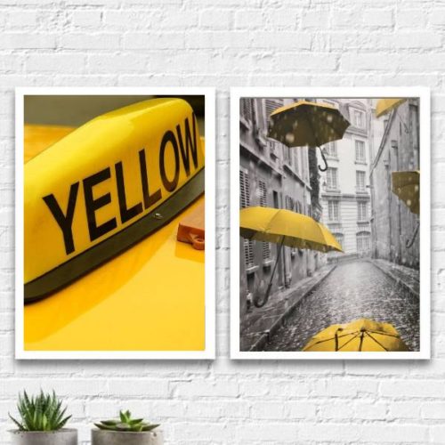 Kit 2 Quadros Decorativos Fotografias Yellow