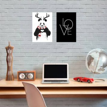 Kit 2 Placas Decorativas Panda Love