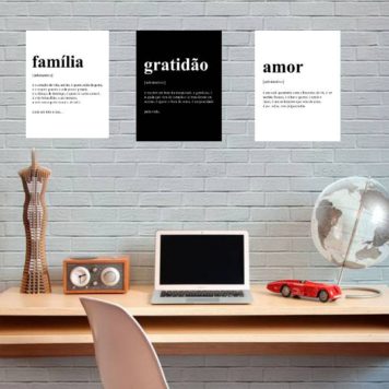 kit 3 Placas Familia/Gratidão/Amor Definição