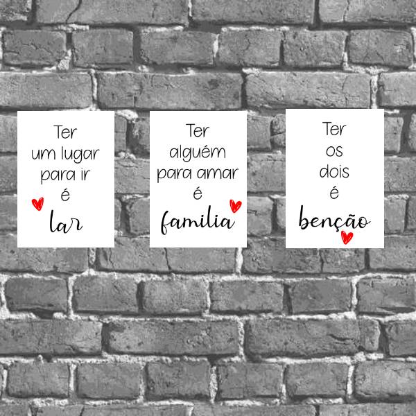 Kit 3 Placas Família Lar Benção