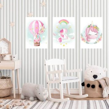 Kit 3 Placas Decorativas Unicórnio Baby
