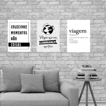 Kit 3 Placas Decorativas Frases Viagem