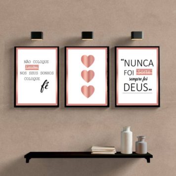 Kit 3 Quadros Frases Questão De Fé