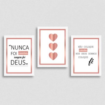 Kit 3 Quadros Frases Questão De Fé