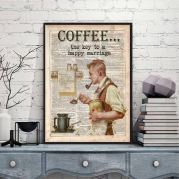 Quadro Vintage Coffee Happy Mariage