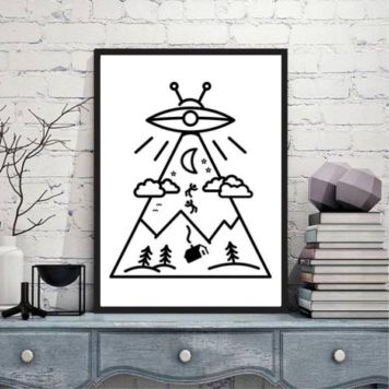 Quadro Decorativo Abdução Disco Voador