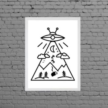 Quadro Decorativo Abdução Disco Voador
