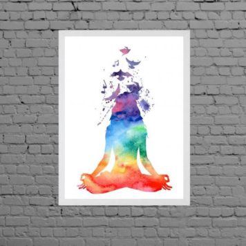Quadro Decorativo Yoga Aquarela