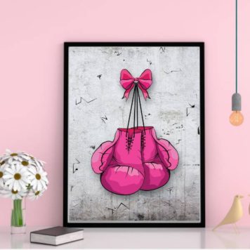 Quadro Decorativo Luva De Boxe Rosa