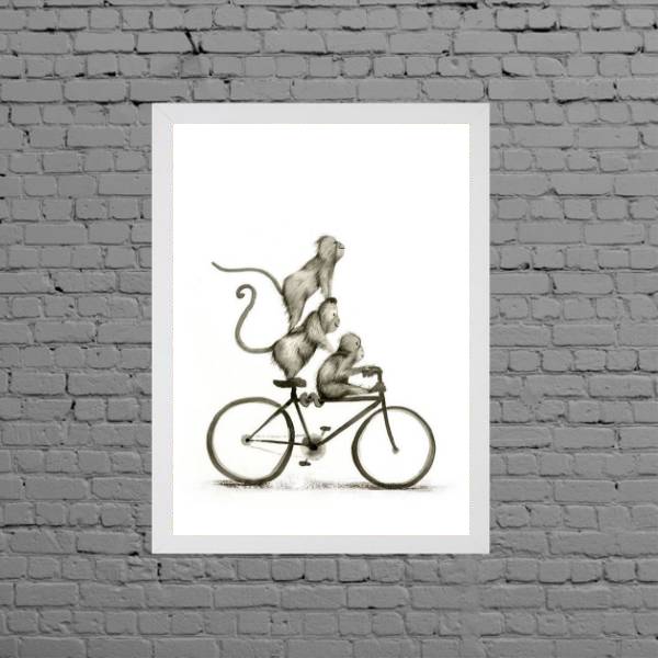 Quadro Macaquinhos Na Bicicleta