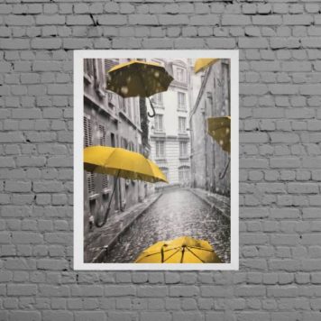 Quadro Decorativo Sombrinhas Amarelas