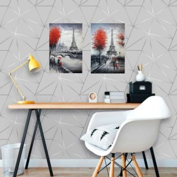 Kit 2 Placas Decorativas De Parede Paris