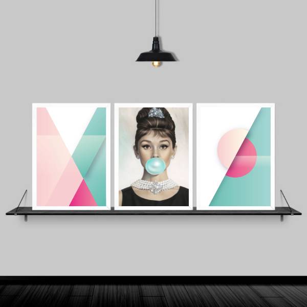 Kit 3 Quadros Abstratos Audrey Chiclete