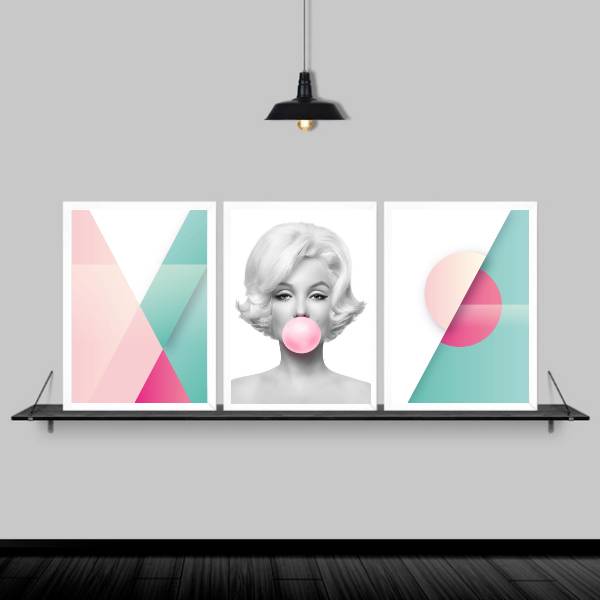 Kit 3 Quadros Abstratos Marilyn Chiclete