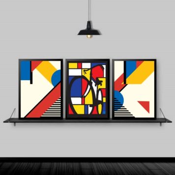 Kit 3 Quadros Bicicleta Mondrian