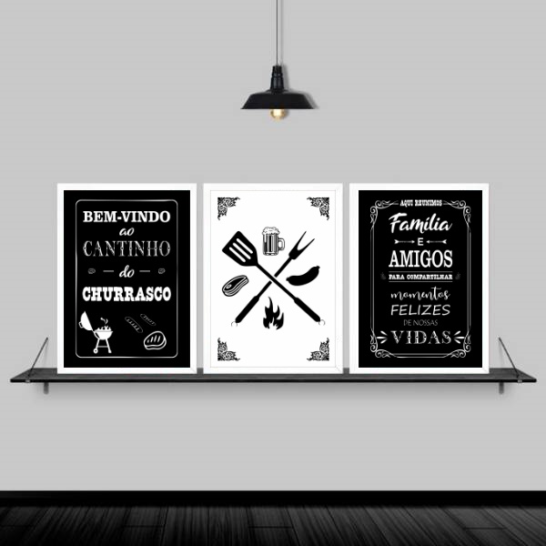 Kit 3 Quadros Cantinho Do Churrasco