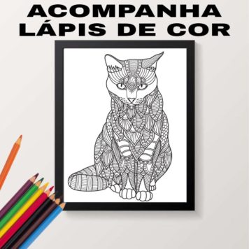 Quadro Decorativo Para Colorir Gato
