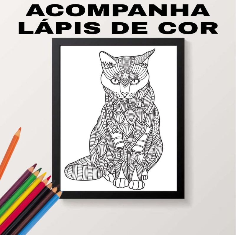 Quadro Decorativo Para Colorir Gato