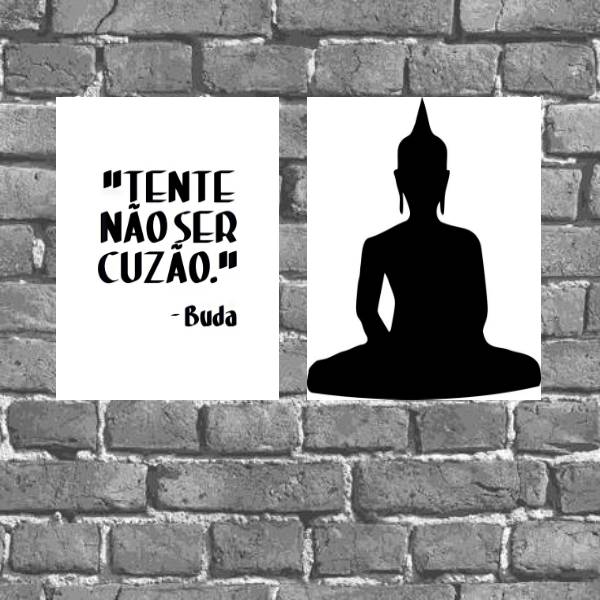 Kit 2 Placas Buda Frase Engraçada