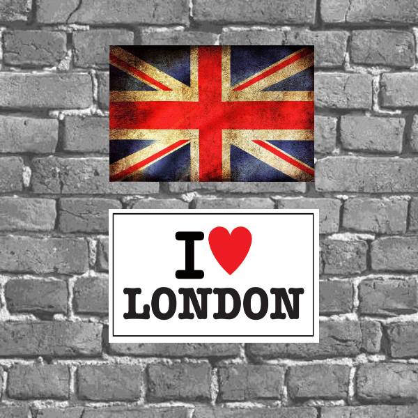 Kit 2 Placas Decorativas I Love London
