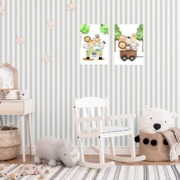 Kit 2 Placas Decorativas Infantis Safari