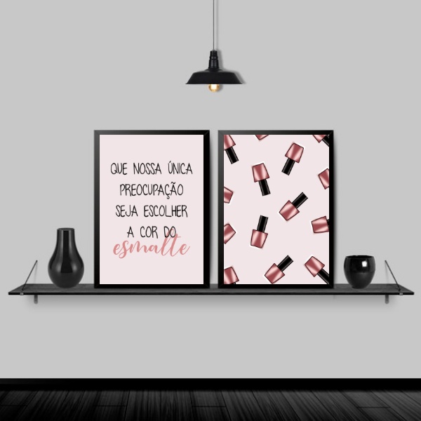 Kit 2 Quadros Para Salão Frase Esmalte
