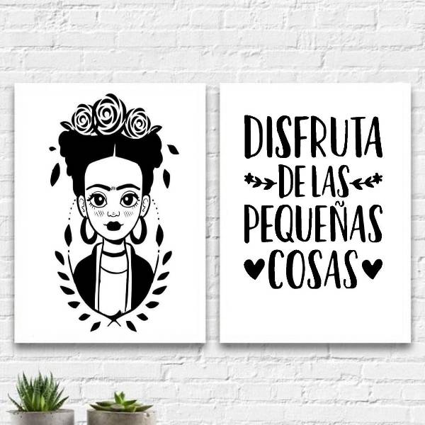 Kit 2 Quadros Disfruta Las Pequeñas Cosas