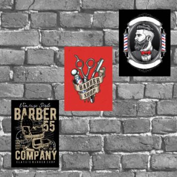 kit 3 Placas Parede Vintage Para Barbearia