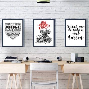 Kit 3 Quadros Decorativos São Jorge