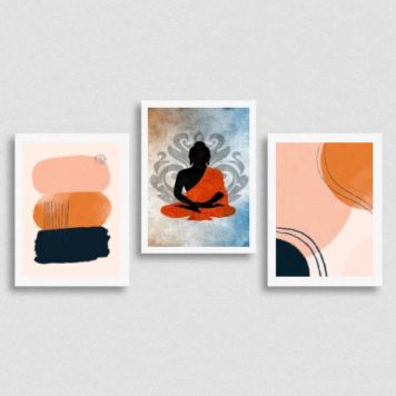 Kit 3 Quadros Meditação Abstrato