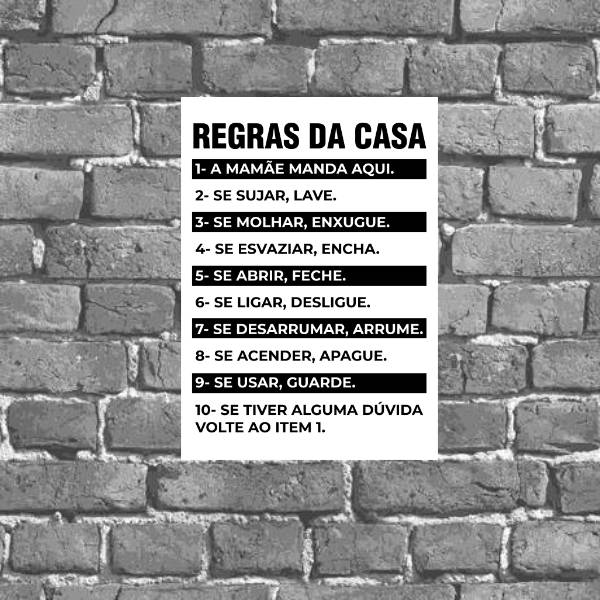 Placa Decorativa Regras Da Casa