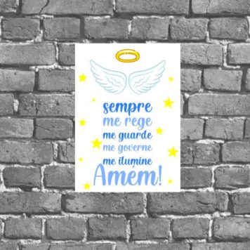 Placa Decorativa Anjo Da Guarda Azul