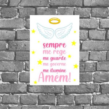 Placa Decorativa Anjo Da Guarda Rosa