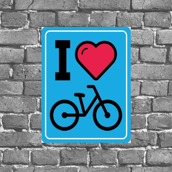 Placa Decorativa I Love Bike Azul
