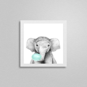 Quadro Quadrado Elefante Chiclete