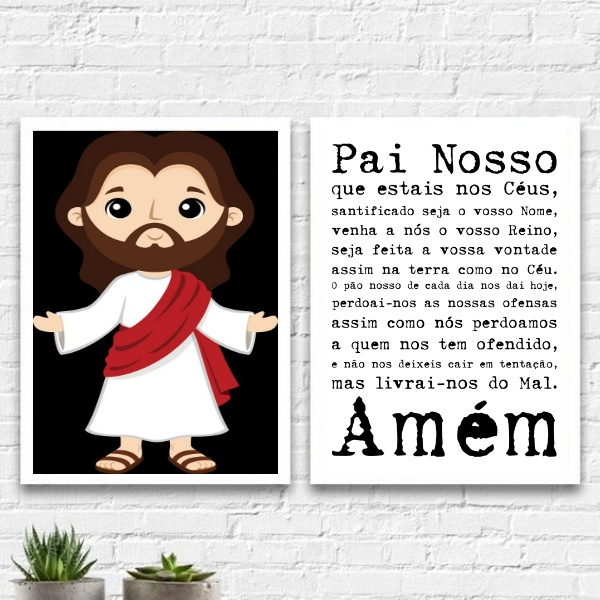 Kit 2 Quadros Infantis Oração Pai Nosso